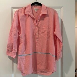 Orange Striped Partial Button Down